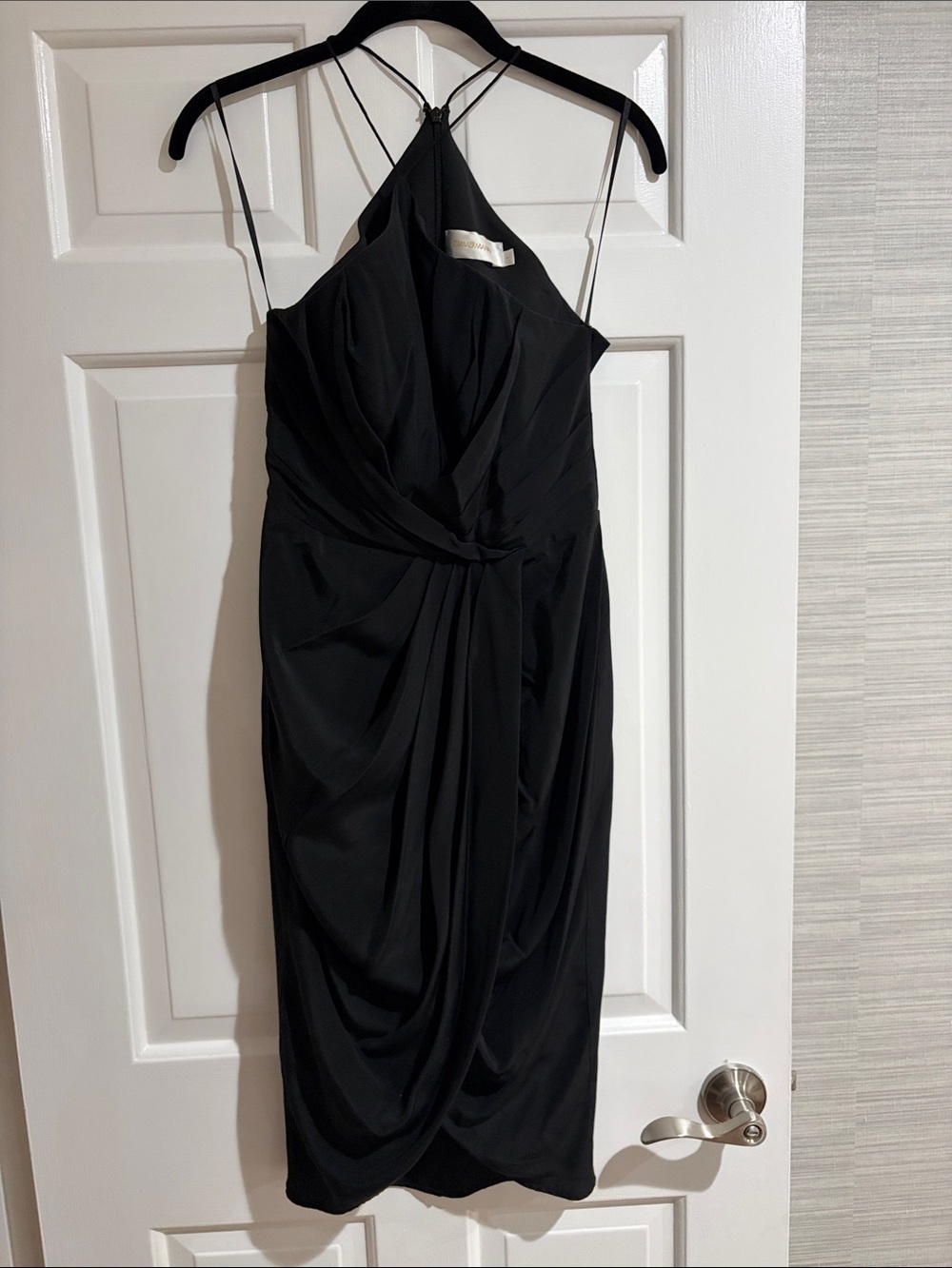 Zimmermann Black Draped Halter Midi Dress